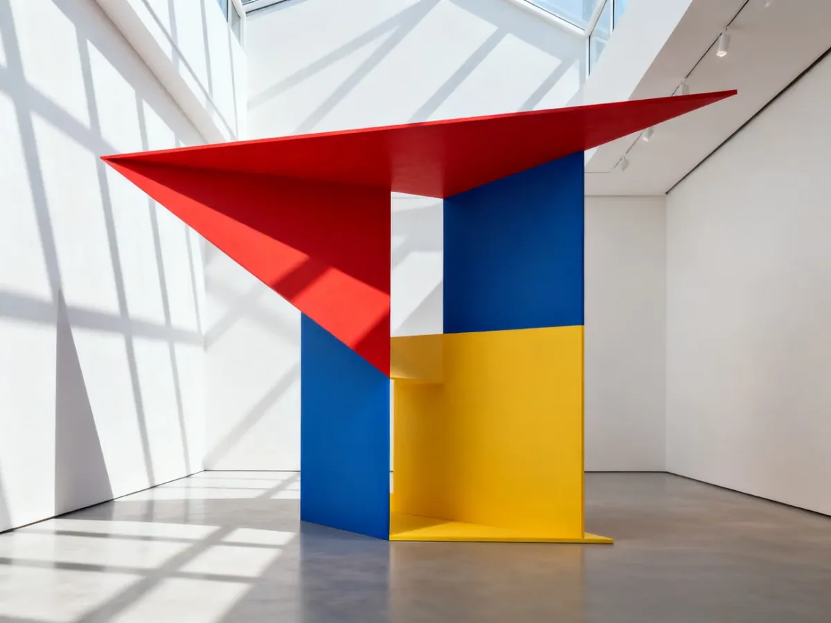 Geometryczna rzeźba otwarta inspirowana Katarzyną Kobro